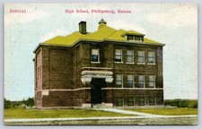 Antique Kansas Postcard PHILLIPSBURG High School Building 1911 picture