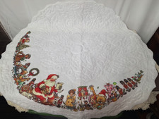 Vintage 1984 Giordano Art Christmas Tree Skirt Felt Round Holiday Home Decor picture