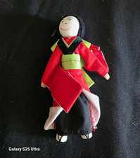 Vintage Japanese Clothespin Doll Handmade Kimono Geisha Folk Art Kokeshi Figure picture