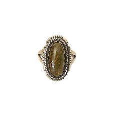 Navajo Sterling Silver 925 Green Turquoise Ring Sz 5 Southwestern Estate Find picture
