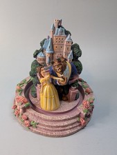 Vintage Disney Beauty And The Beast Glass Dome Figurine Belle Beast Castle 90s picture