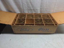 Vintage 1967 Ford Metal Stamping Glass Cups Gold Trim In Original Box picture