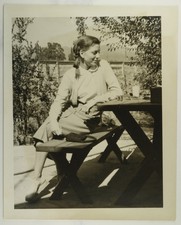 FOUND PHOTO Pretty Young Lady Posing in Backyard Snapshot Vtg 1940’s picture