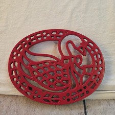 Vintage Red Goose Cast Metal Trivet Rubber Footed Made In Taiwan Kitchen Decor picture