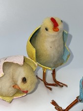 3 Lot Vintage Easter Spun Cotton Batting Baby Chicks in Mica Eggs Paper Mache picture