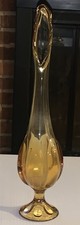 MCM Viking Amber Swung Glass Vase 6 petal footed 15.25