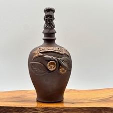 Calvados Vintage French Stoneware Decanter Jug with Figural Head Stopper picture