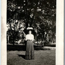 c1910s Elegant Woman Floral Hat Parasol RPPC Photo Postcard Edwardian Fashion picture