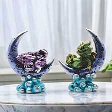 2-Piece Lovely Blue & Green Dragon Sitting on Moon 4