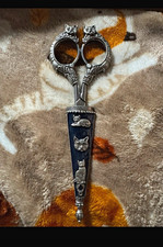 1928 Jewelry Company Antiqued Classic Blue Enamel Cat Scissors picture