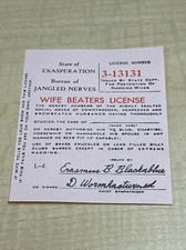 Vintage 1965 Pink Novelty Wife Beaters License Jokes Gags Pranks KG JD picture