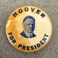 Antique 1928 Hoover For President Pin picture