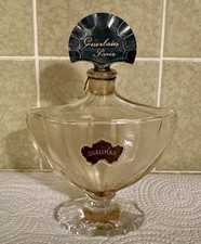 VINTAGE GUERLAIN SHALIMAR PARIS LARGE GLASS PERFUME BOTTLE BLUE STOPPER RARE picture