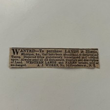 Wanted-To Purchase Lands In Illinois Michigan AJ Works NY 1857 Clipping TAJ5-S35 picture