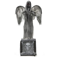 5.5ft Halloween Animatronic Decoration Praying Angel Statue w/ Light Up Eyes picture