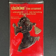 VTG 1970s Lillikins Lillian Vernon NOS Girl Bell Engraveable Ornament USA picture