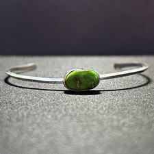 Navajo made Sharon McCarthy Sonoran turquoise 925 Sterling Silver Cuff Bracelet picture