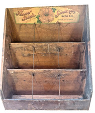 ANTIQUE c1900s SIOUX CITY SEED CO. WOODEN COUNTRY STORE COUNTERTOP DISPLAY BOX picture