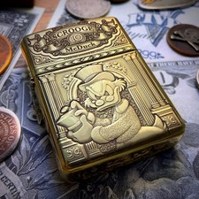 Zippo “Scrooge McDuck” Themed Engraved Brass Armor Cigarette Lighter Ebenezer picture