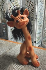 Vint 1960s Thomas Dam Giraffe Troll W/black Hair, Amber Eyes. 12.5 In. Rare picture