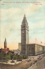 1909 Madison Square Garden Metro Life Bldg Era Clothes, Autos, Street Car Posted picture