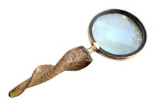 Inspection Antique Magnifying Glass Brass Magnifier Goat Horn Handle Reading picture