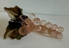 Vintage 1960s Pink Lucite Grape Cluster Wire 5” MCM Retro Felt Leaves Grannycore picture