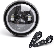 Round Motorcycle Headlight 7.5 inch with Mounting Brackets Assembly, Front LED H picture
