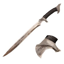 Full Tang Spring Steel Medieval Fantasy Sword, Cord Wrap Handle Leather Sheath. picture