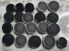 Hermes Leather Black Buttons metal resin made in France Authentic Set Of 20 New picture