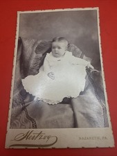 Beautiful Vintage Cabinet Card of A Baby In Baptism Gown Nazareth Pa Hertzog picture
