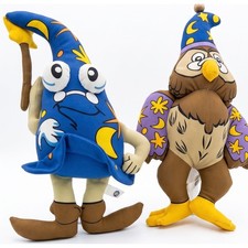 Vintage 00s Celestial Wizard Plush Window Clinger Set Hat & Owl Suction Cup Pair picture