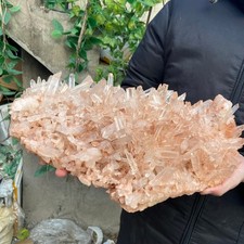 17.9lb Natural Clear PINK White Quartz Crystal Cluster Rough Healing Specimen picture