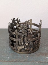 Vtg Gold Tone Pewter Candleholder 1998 Scents & Accents Fall Halloween Scarecrow picture