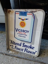 c.1963 Original Vintage Viceroy Cigarettes Sign Metal Flange Tobacco Filter Tips picture