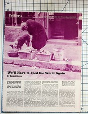 1942 Collier's Magazine Page Herbert Hoover Feed World Again WWII Ephemera picture