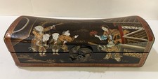 Antique Chinese Wood And leather-bound pillow box (zhentou he) picture
