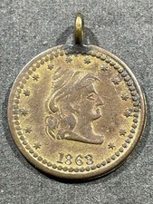 1863 Military Army Civil War Our Navy Patriotic Emergency Currency Token ENGR. picture
