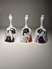 Vintage Porcelain Bell Japanese Set Traditional Geisha 5.5” picture