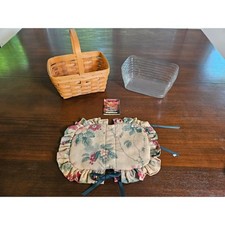 Longaberger Spring Basket w Protector & Custom Fabric Lid picture