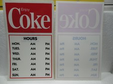 ORIGINAL 80's Enjoy COKE RESTAURA STORE HOUR WINDOW/DOOR STICKER/DECAL picture