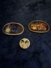 Lot of 3 Classic Rock Belt Buckes and nostalgic period Blues Brothers button picture