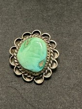 F-116 SW Native American Navajo Blue-Green Turquoise Sterling Silver Pendant picture