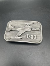 Lockheed T-33 Shooting Star Trainer Aircraft Military Usaf Vintage Belt Buckle picture