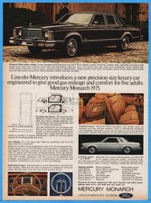 1975 Mercury Monarch Ghia 4 Door Sedan 2 Door Coupe Vinatge 1974 Photo Print Ad picture