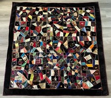 Antique Hand-Stitched Crazy Quilt Dated 1854 -62x61” picture