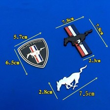 Mustang pony front emblem chrome ford licensed new 2015-22 tri color 2PC picture