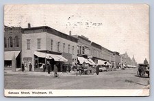 K7/ Waukegan Illinois Postcard c1910 Genesee Street Stores 645 picture
