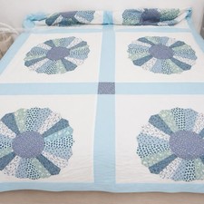 VTG KING SIZE Cotton Patchworks BEDSPREAD 80x96” bed spread Handmade Cottagehome picture