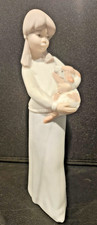 Vintage Zaphir Spain Porcelain Figurine Girl Holding Dog Puppy Matte 8
